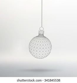 Christmas decoration ball. Polygon triangle. Polygonal hand. The structural grid of polygons. Abstract Creative concept vector background. Polygonal design style letterhead and brochure