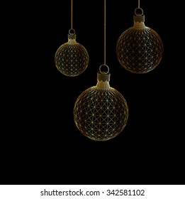 Christmas decoration ball. Polygon triangle. The structural grid of polygons. Abstract vector background. Polygonal design style letterhead and brochure