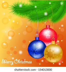 Christmas decoration, Christmas ball, Christmas tree branch