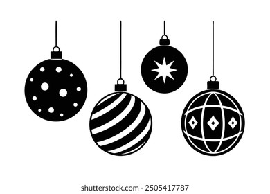 Ilustración vectorial de bolas y regalos de decoración de Navidad - Diseño festivo de Festiva