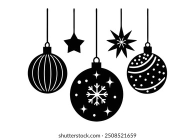 Ilustración vectorial de bolas y regalos de decoración de Navidad - Diseño festivo de Festiva