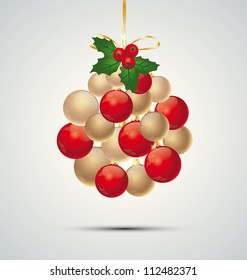 Christmas decoration with balls on a gray background
