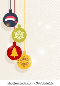 Christmas decoration balls on textile texture