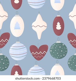 La decoración navideña tiene un patrón impecable. Ilustración vectorial.