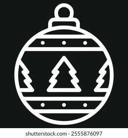 Christmas decoration bauble icon vector isolated on a black background.