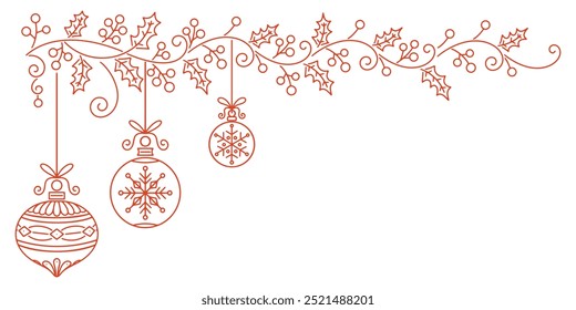 Decoración de Navidad, adornos de Navidad. Decoración de Elementos aislados. Doodles y bocetos Ilustración vectorial