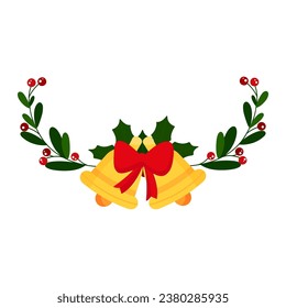 Christmas decoration with bells. Vector graphics