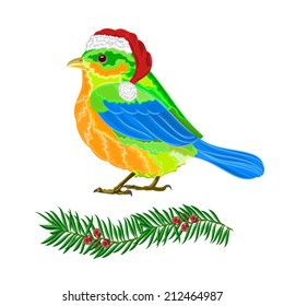 Christmas decoration bird and twig yew vector