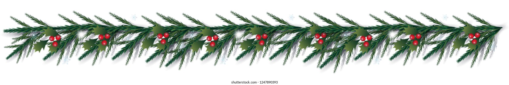 Christmas decoration, border vector illustration