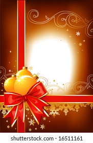 Christmas decoration / bow and balls / vector/ with copy space