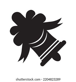 Christmas decoration bow bell icon | Black Vector illustration |