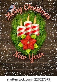 Christmas decoration with candle. EPS 10 vector file included