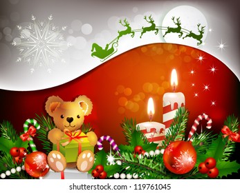 Christmas decoration with candles , pine tree and balls