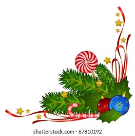 Christmas decoration with candy cane and bolls