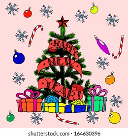 Christmas decoration card. Sketch