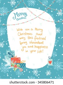 Christmas decoration card. Vector illustration with decorative elements.