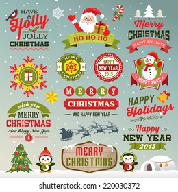  Christmas decoration collection of calligraphic and typographic design with labels, symbols and icons elements