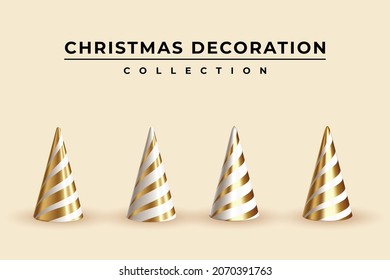 Christmas Decoration collection of cones in gold and white