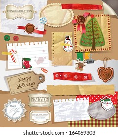 Christmas decoration collection for scrapbook style. 