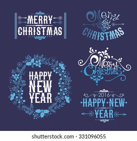Christmas decoration collection. Set of Christmas calligraphic and typographic elements