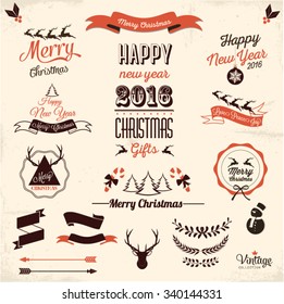Christmas decoration collection | Set of calligraphic and typographic elements, frames, vintage labels.