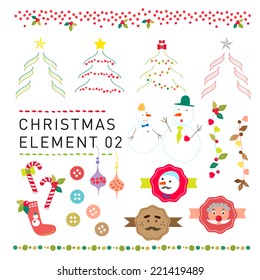 Christmas decoration collection set of element icon and pattern 