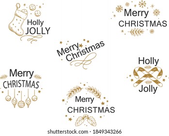 Christmas decoration collection with simple illustrations and wordings