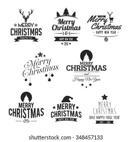 Christmas decoration collection of typographic design