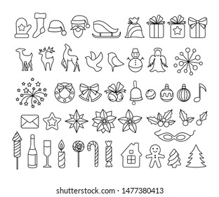 Christmas decoration collection. Winter holiday icons