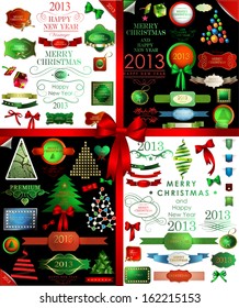 Christmas decoration collection/Christmas tree, calligraphic and typographic design elements, frames, labels. ribbons, stickers