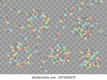 Christmas decoration colorful  lights garlands. Vector illustration