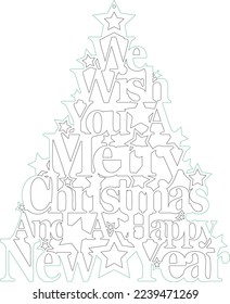 Christmas Decoration Digital Vector File for Laser Cutter. Merry Christmas.