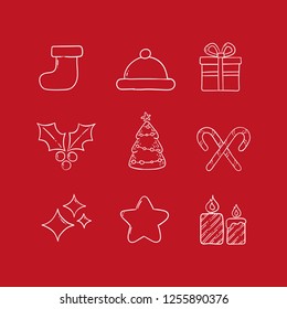 Christmas decoration doodles, holidays hand drawn vector icons