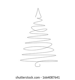 Christmas decoration element tree line drawing vector illustration