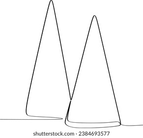 Christmas decoration element tree line drawing vector illustration.Perfect for cards, party invitations, posters, stickers, clothing. 