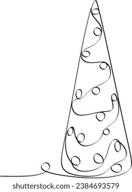 Christmas decoration element tree line drawing vector illustration.Perfect for cards, party invitations, posters, stickers, clothing. 
