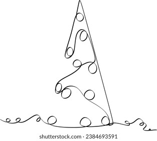 Christmas decoration element tree line drawing vector illustration.Perfect for cards, party invitations, posters, stickers, clothing. 