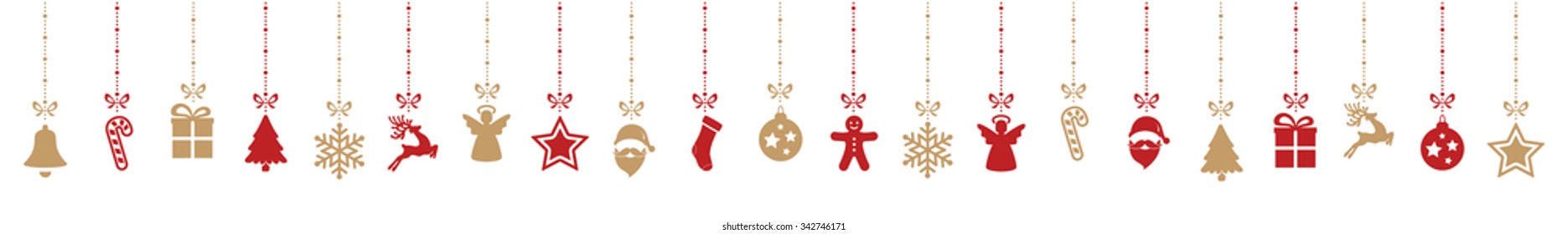 christmas decoration elements hanging isolated background