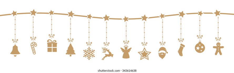 Christmas Decoration Elements Hanging Isolated Background