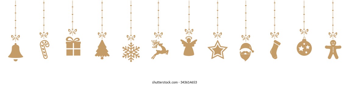 christmas decoration elements hanging isolated background