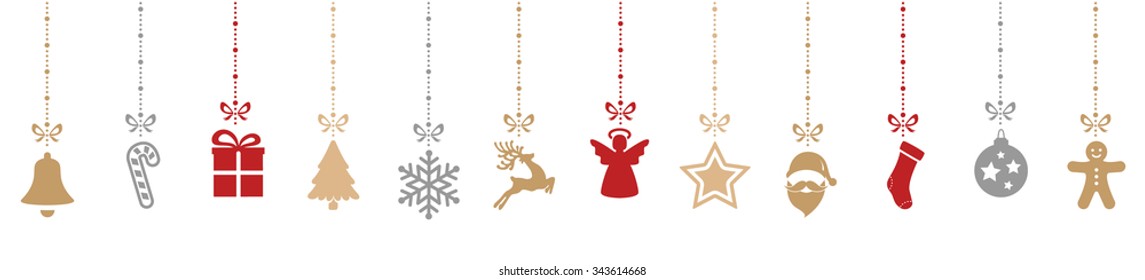 christmas decoration elements hanging isolated background