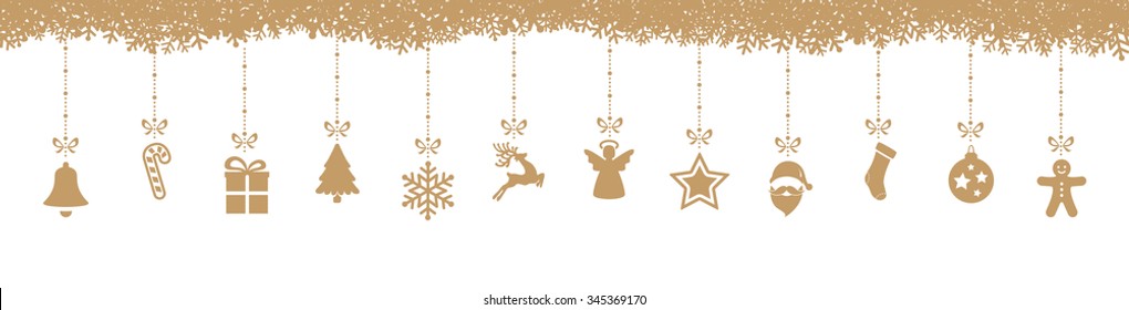 christmas decoration elements hanging snowflakes isolated background