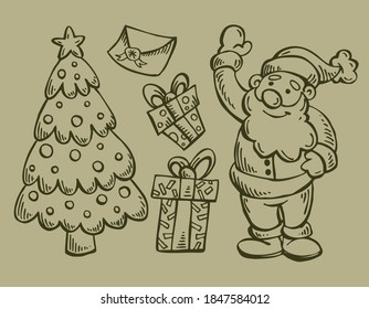 christmas decoration elements on isolated background.
