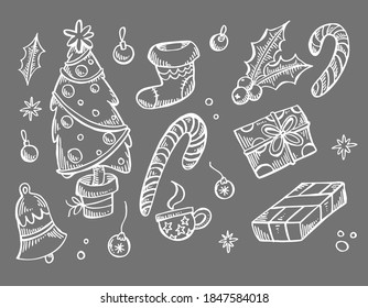 Weihnachtsdekorationselemente auf isoliertem Hintergrund.