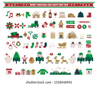 Christmas decoration elements, Vector illustration. 