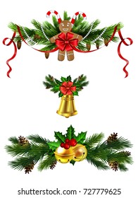 Christmas decoration evergreen trees and bell