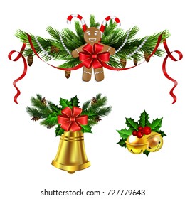 Christmas decoration evergreen trees and bell