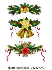 Christmas decoration evergreen trees and bell