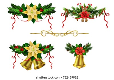 Christmas decoration evergreen trees and bell