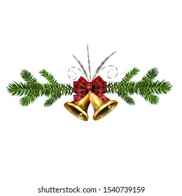 Christmas decoration with evergreen trees and bells